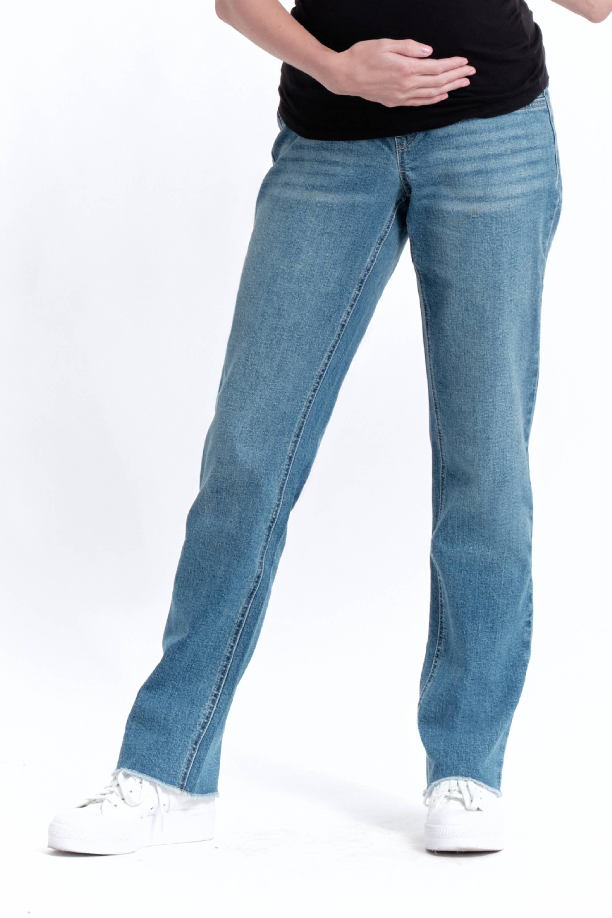Image of 1822 Denim - Maternity 32” Relaxed Straight Leg Jean w/ Bellyband- Samuel